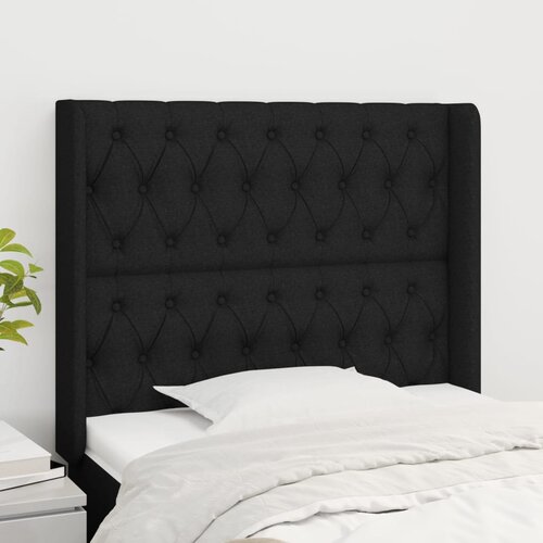  Uzglavlje s ušima crno 103x16x118/128 cm od tkanine Cene