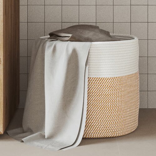  The Living Store Košara za shranjevanje rjava in bela Ø40x35 cm bombaž - Košara Za Shranjevanje, (21486643) Cene