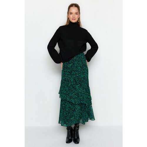 Trendyol Green Animal Patterned Woven Skirt With Lining Slike
