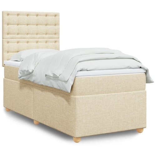 vidaXL Krevet s oprugama i madracem krem 100 x 200 cm od tkanine Cijene