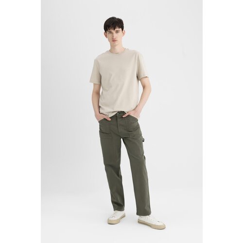 Defacto Straight Fit Straight Leg Gabardine Trousers Cene