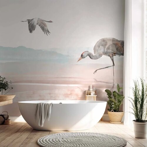  Foto tapeta - Cranes Over the Water 500x350 Vodootporna Slike