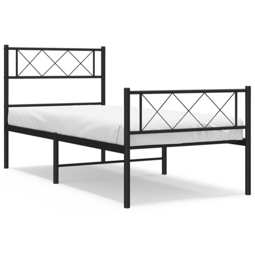 Maison Chic Kovinski Posteljni okvir - Enojna postelja - Postelja za odrasle z vzglavjem in vznožjem črn 90x200 cm, (21695998) Slike