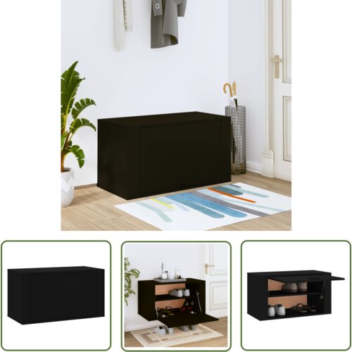 The Living Store Stenska omarica za čevlje črna 70x35x38 cm inž. les - Stenska Omarica Za Čevlje, (21744699) Cene
