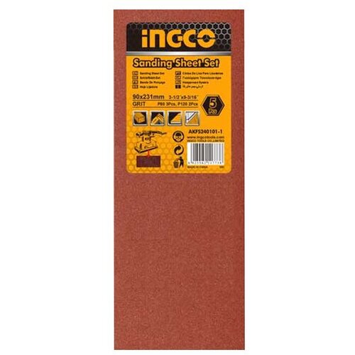 Ingco BRUSNI PAPIR 90X231MM P80,P120 5/1 AKFS240101-1 Slike
