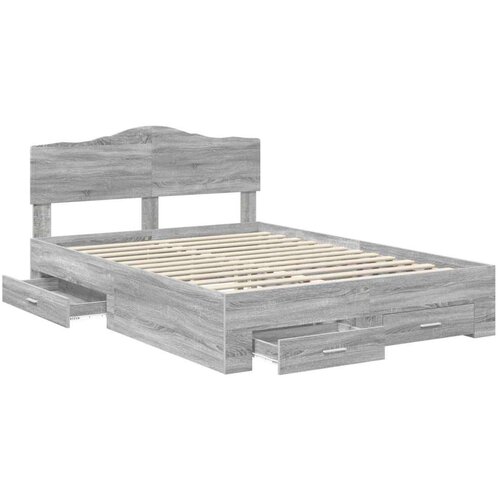  Okvir za krevet s uzglavljem Siva Sonoma 140 x 190 cm Slike