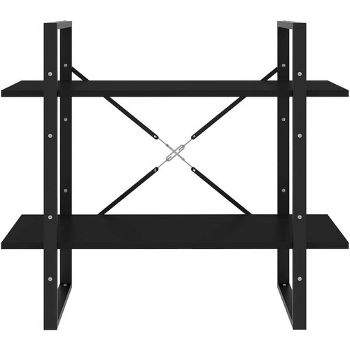 VidaXL Knjižna omara 2-nadstropna črna 80x30x70 cm iverna plo&amp;scaron;ča Slike