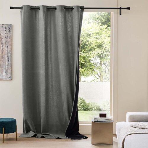 Douceur d int&amp;eacute;rieur Antracitno siva izolacijska zavesa iz rebrastega žameta 140x260 cm Madison &amp;ndash; Slike