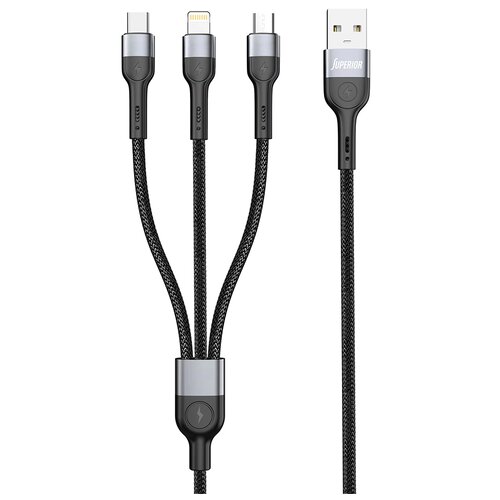 Superior USB data kabal SU-K106, 3in1, Lightning/Micro/Type C , 1m, Crni Cene