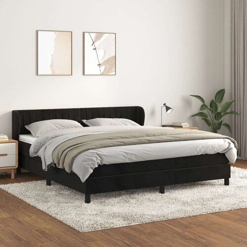 Box spring postelja z vzmetnico črna 180x200 cm žamet, (20896579) Slike