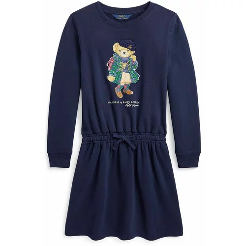 Polo Ralph Lauren Otroška obleka mornarsko modra barva