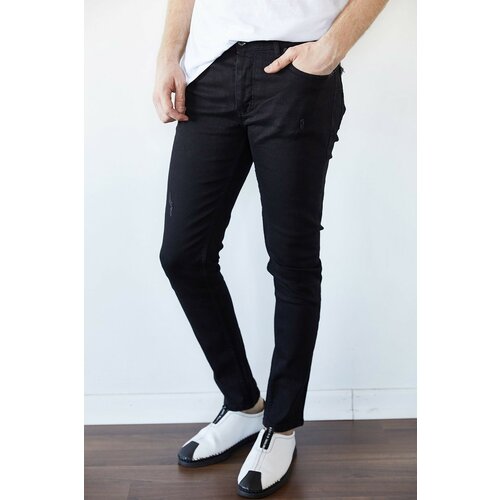 XHAN Black Slim Fit Jeans Slike
