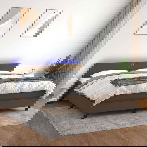  Krevet box spring s madracem LED tamnosmeđi 160x200 cm tkanina Cene