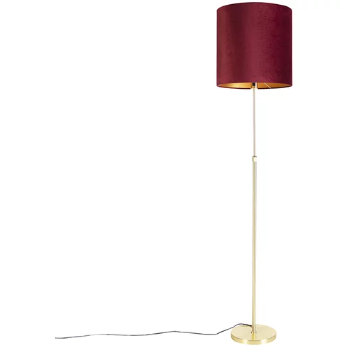 QAZQA Talna svetilka zlata / medenina z rdečim žametnim odtenkom 40/40 cm - Parte