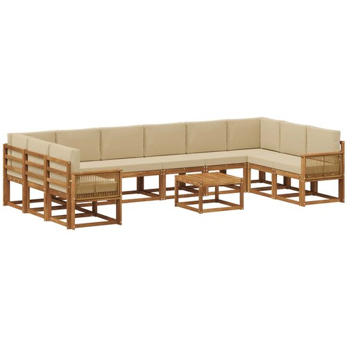 vidaXL Zunanja garnitura za sedenje z blazino 11 pcs Naravna in bež, (5000282305) Cene