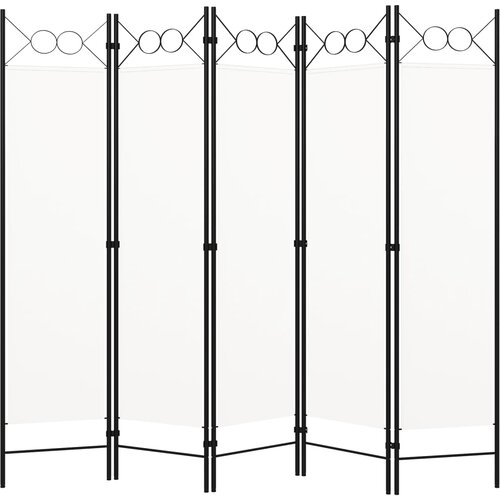 Sobna pregrada s 5 panela bijela 200 x 180 cm Cene