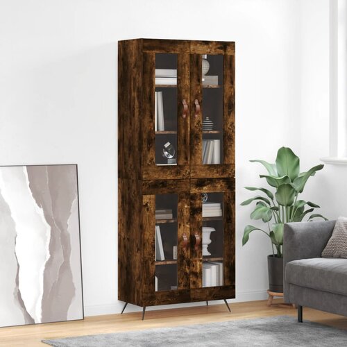 VidaXL Visoka komoda dimljen hrast 69,5x34x180 cm inženirski les Slike