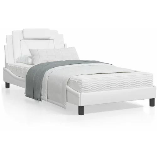 vidaXL Okvir kreveta s LED svjetlima bijeli 100 x 200 cm umjetna koža