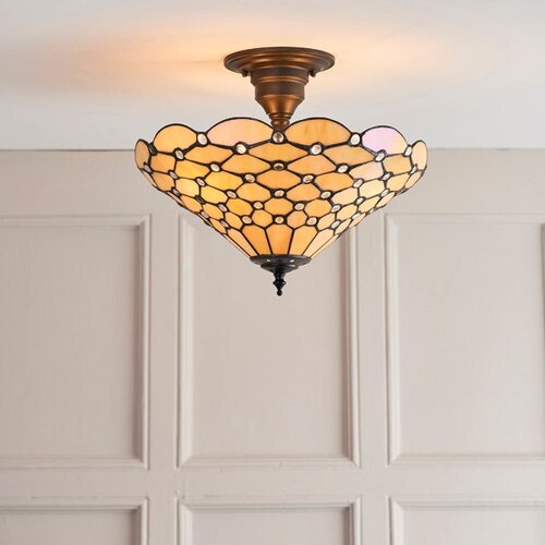 Endon 64300 - plafonski luster tiffany pearl 3xE27/60W/230V prečnik 37 cm Slike