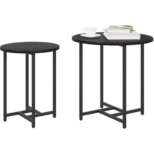  Set pomoćnih stolića 2 pcs Crni hrast Slike