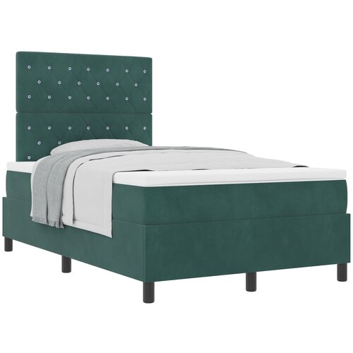 vidaXL Box Spring Krevet s Madracem Tamno Zelena Mala Dužina Velur Cijene