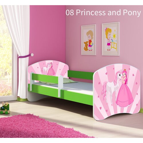  Dječji krevet ACMA s motivom, bočna zelena 140x70 cm 08 Princess with Pony Cene