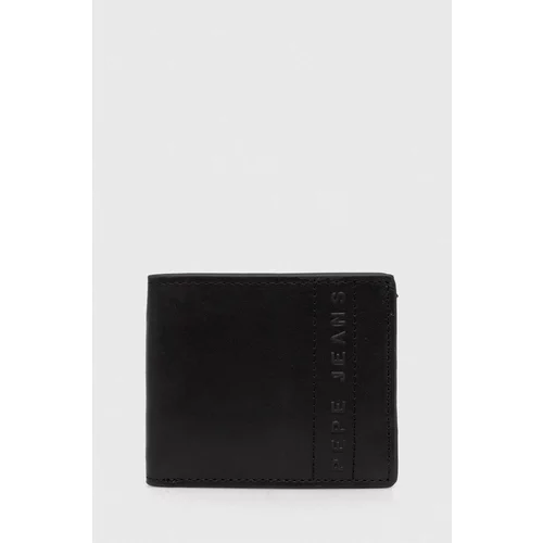 PepeJeans Usnjena denarnica moški, črna barva
