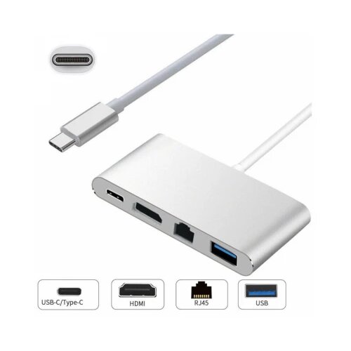 E-green adapter usb 3.1 tip c(m) - hdmi+usb 3.0+Tip C+RJ45(F) Cene