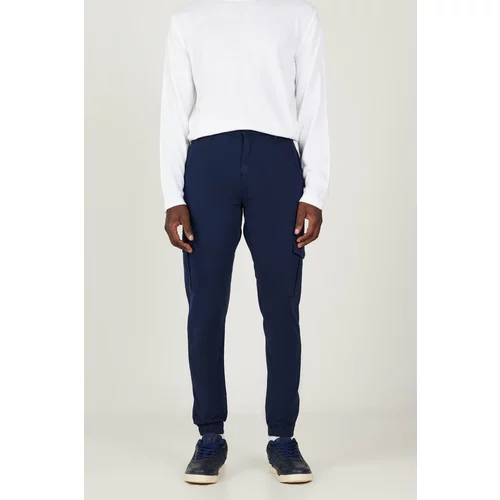 AC&Co / Altınyıldız Classics Men's Navy Blue Slim Fit Slim Fit Cargo Pocket Cotton Flexible Trousers