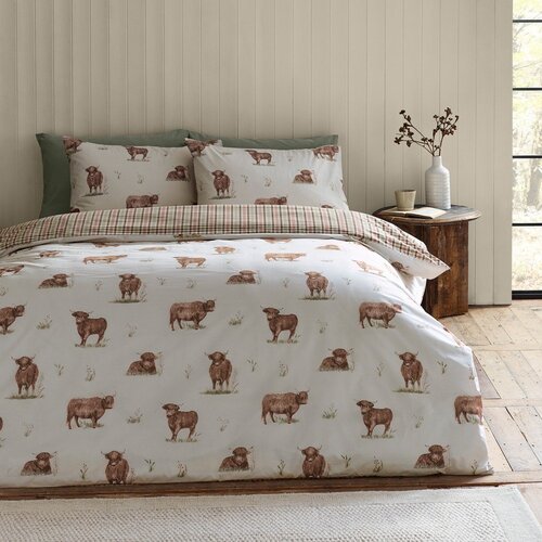 Catherine Lansfield Rjava/bež enojna posteljnina 135x200 cm Angus Highland Cow &amp;ndash; Slike