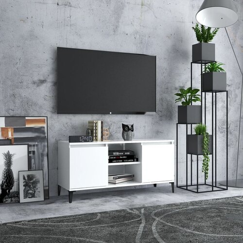 VidaXL TV ormarić s metalnim nogama bijeli 103,5 x 35 x 50 cm Slike