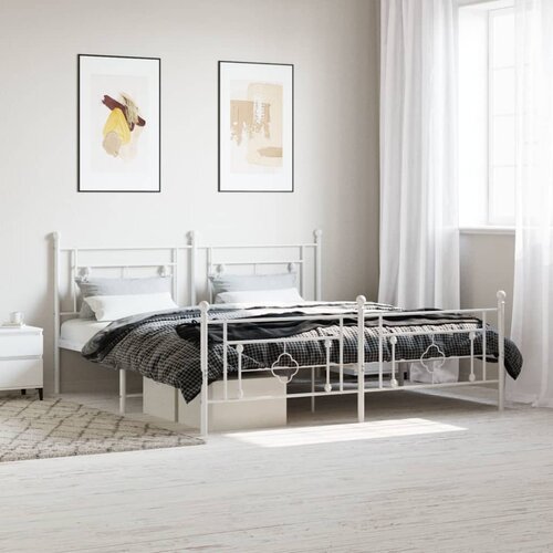  Metalni okvir kreveta uzglavlje i podnožje bijeli 183x213 cm Cijene