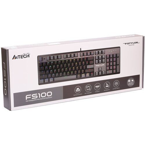 A4Tech FS100 FSTYLER USB Neon Backlit US crna tastatura Cene