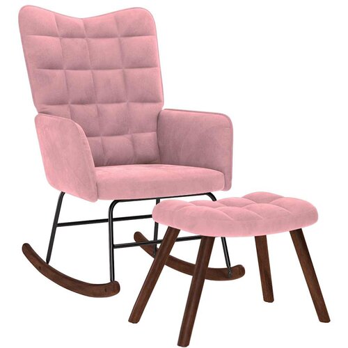 vidaXL gugalni stol s stolčkom pink velvet Cene