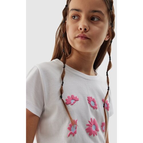 4f Girls&amp;#039; Organic Cotton T-Shirt - White Slike
