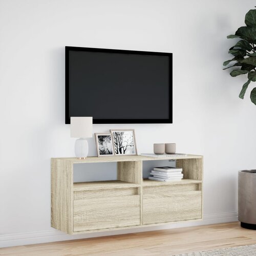  Zidni TV ormarić LED boja hrasta sonome 100x31x45 cm Slike
