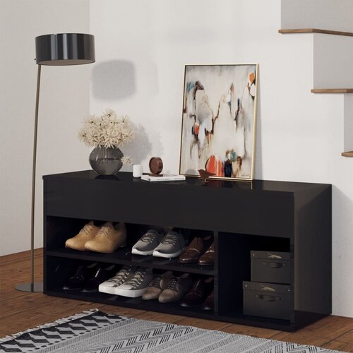 VidaXL Klupa za cipele crna 105 x 30 x 45 cm od iverice Slike