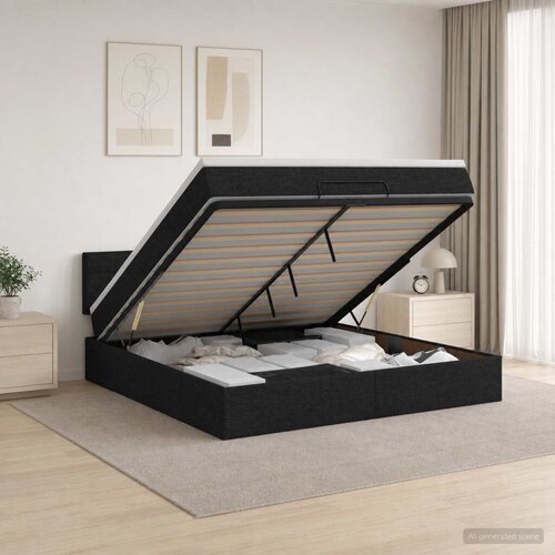  od pjene s madracem i LED-om Crna 160 x 200 cm Tkanina - Crna 160 x 200 cm Dizajn linija Cene