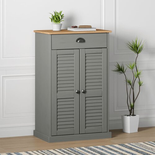 VidaXL Omara za čevlje VIGO siva 60x35x96 cm trdna borovina Slike