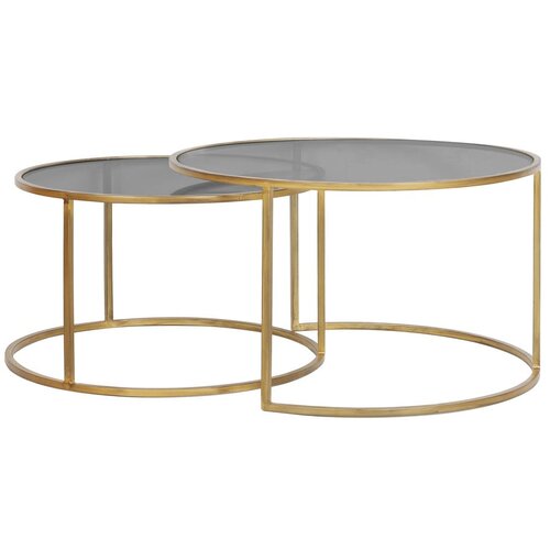 Light & Living Stakleni okrugli stolići u kompletu od 2 komada zlatne boje ø 75 cm Duarte - Cijene