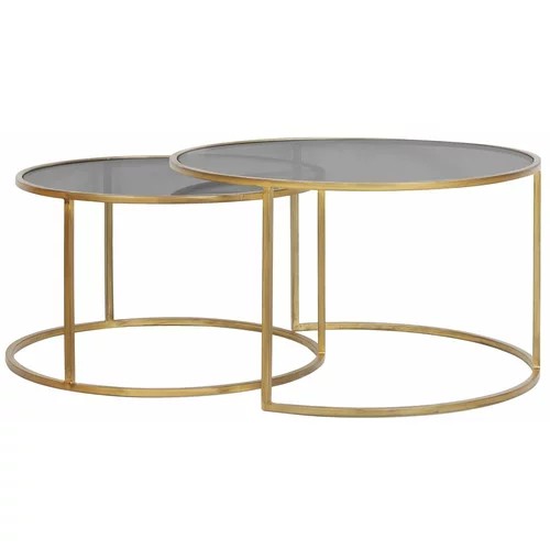 Light & Living Stakleni okrugli stolići u kompletu od 2 komada zlatne boje ø 75 cm Duarte -