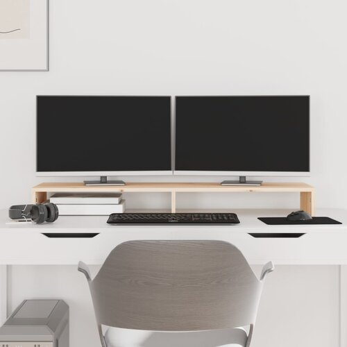 VidaXL Stalak za monitor 100x27x10 cm od masivne borovine Slike