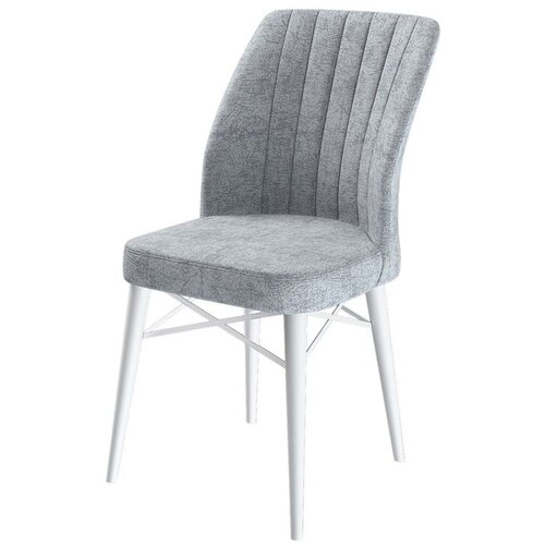 Hanah home set trpezarijskih stolica Flex 8 kom, siva tkanina Babyface, bele drvene noge Cene