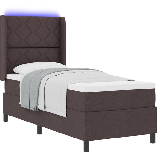 vidaXL Postelja z vzmetnico in LED temno rjava 80x200 cm tkanina, (22050383) Cene