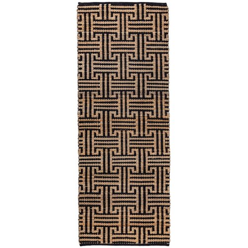 Flair Rugs Crna/u prirodnoj boji ručno rađena staza od mješavine jute 80x230 cm Meander Jute – Cijene