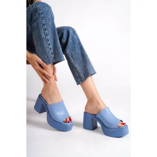 Capone Outfitters Capone Platform Jeans Blue Women's Slippers