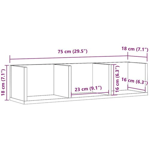 vidaXL CD zidna polica staro drvo 75x18x18 cm konstruirano drvo Cene