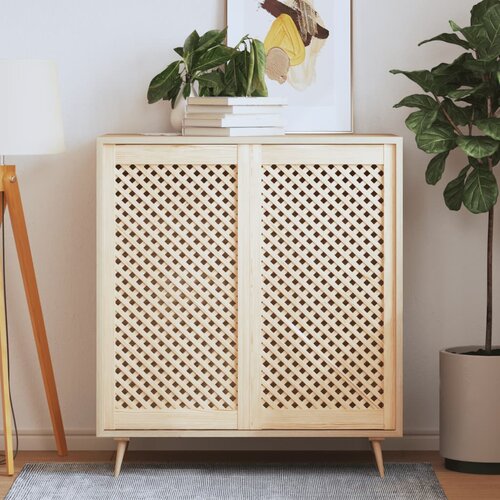 vidaXL Vrata za omarico z mrežico 2 kosa 49,5x99 cm trdna borovina Cene