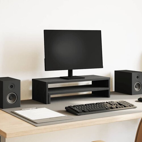 vidaXL Stojalo za monitor črna hrast 54x22x15 cm inženirski les Cene