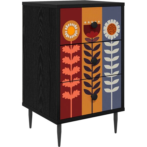  Noćni ormar ESSEN Crni hrast 36 x 33 x 61 cm Konstruirano drvo Slike
